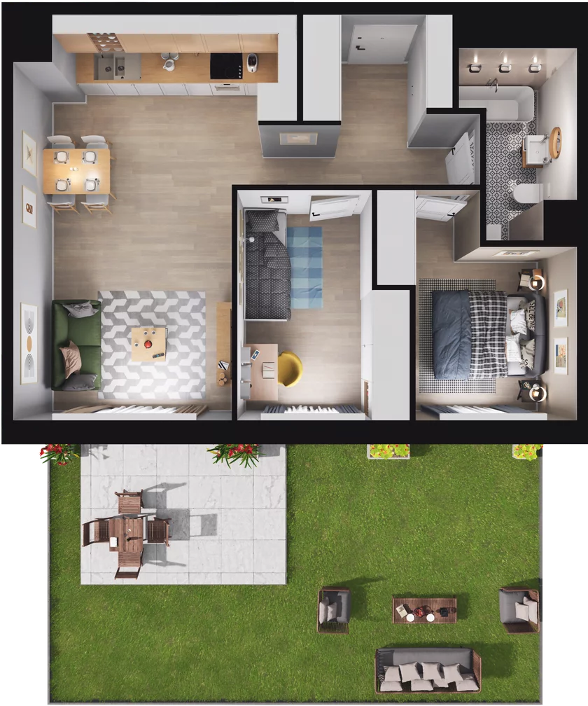 Mieszkanie 52,22 m², parter, oferta nr A-M-0-06, Źródlana 31 Residence, Piotrków Trybunalski, Źródlana, ul. Źródlana 31