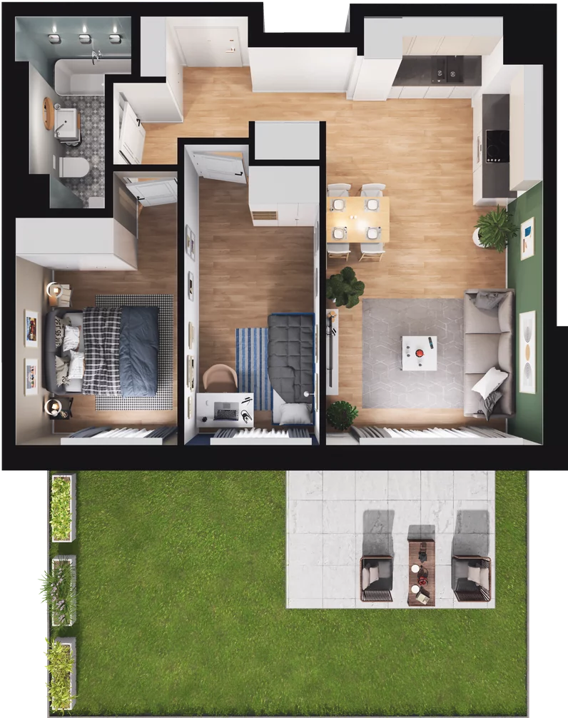 Mieszkanie 50,94 m², parter, oferta nr B2-M-0-05, Źródlana 31 Residence, Piotrków Trybunalski, Źródlana, ul. Źródlana 31