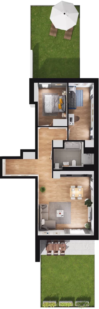 3 pokoje, mieszkanie 64,41 m², parter, oferta nr B2-M-0-06, Źródlana 31 Residence, Piotrków Trybunalski, Źródlana, ul. Źródlana 31