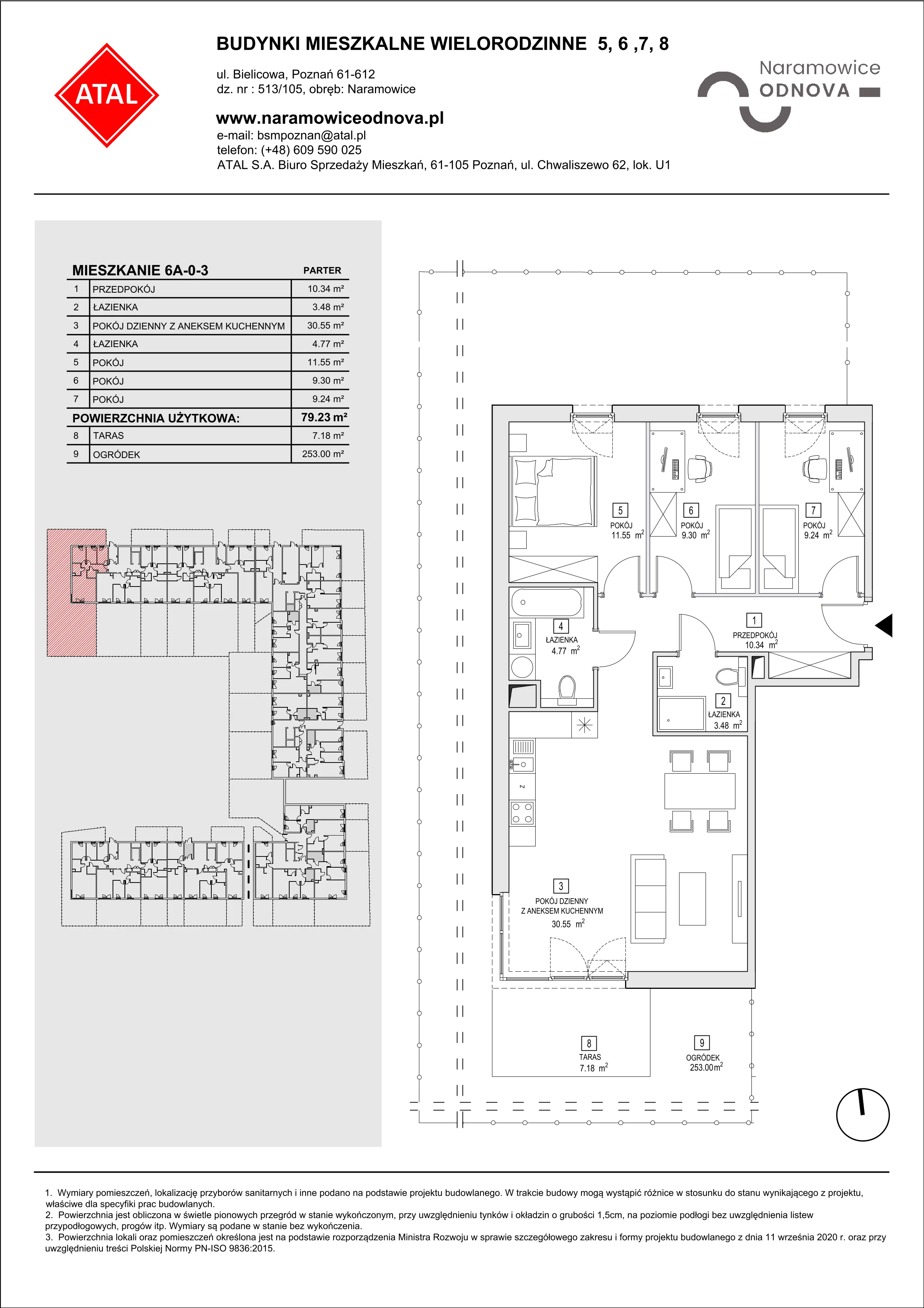 4 pokoje, mieszkanie 79,23 m², parter, oferta nr 6A-0-3, Naramowice Odnova II, Poznań, Naramowice, ul. Bielicowa