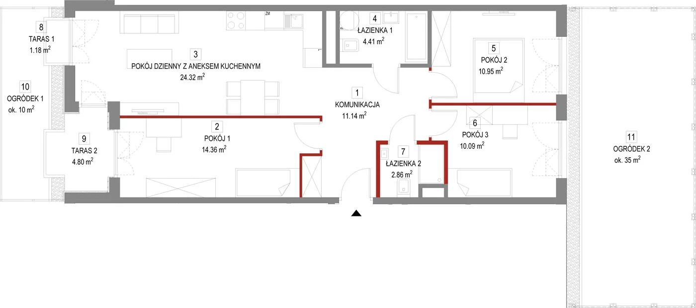 Mieszkanie 80,58 m², parter, oferta nr 2, Masarska 6 Apartamenty, Kraków, Grzegórzki, Kazimierz, ul. Masarska 6