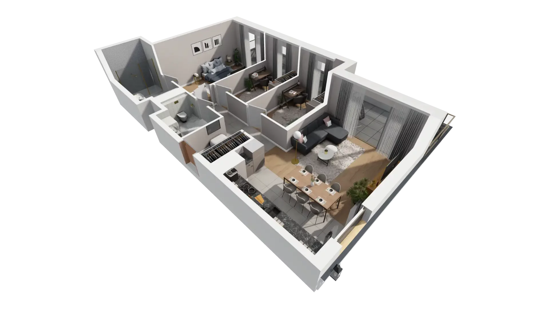 4 pokoje, mieszkanie 76,22 m², piętro 1, oferta nr E.1.1, ATAL Parkowa, Poznań, Nowe Miasto, Osiedle Warszawskie, ul. Mogileńska