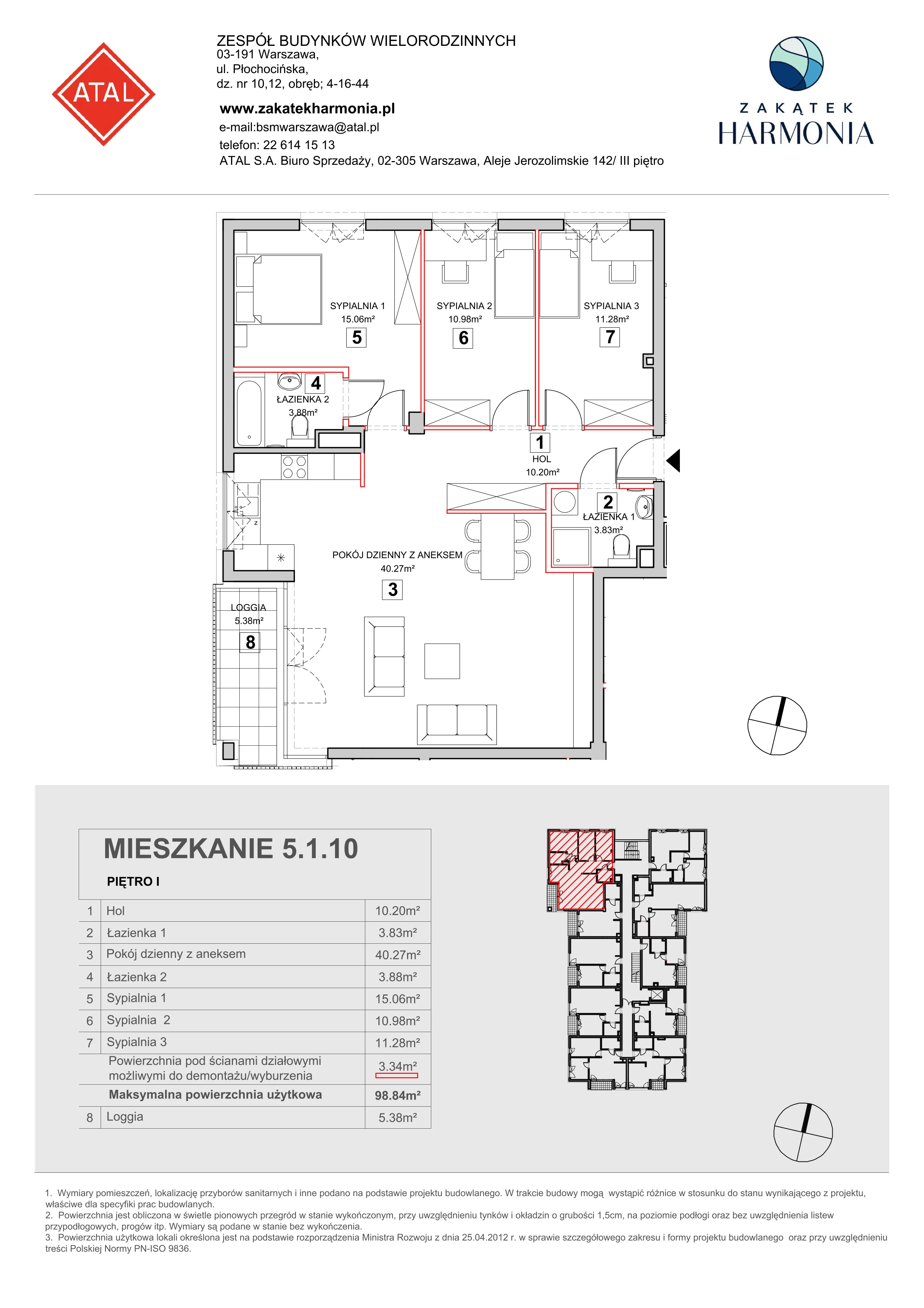 Mieszkanie 98,84 m², piętro 1, oferta nr 5-1-10, Zakątek Harmonia II, Warszawa, Białołęka, Szamocin, ul. Płochocińska