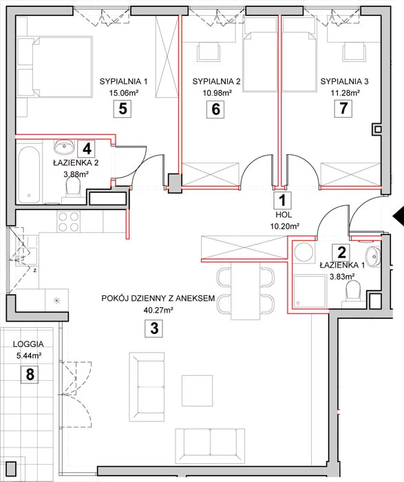 Mieszkanie 98,84 m², piętro 1, oferta nr 5-1-10, Zakątek Harmonia II, Warszawa, Białołęka, Szamocin, ul. Płochocińska