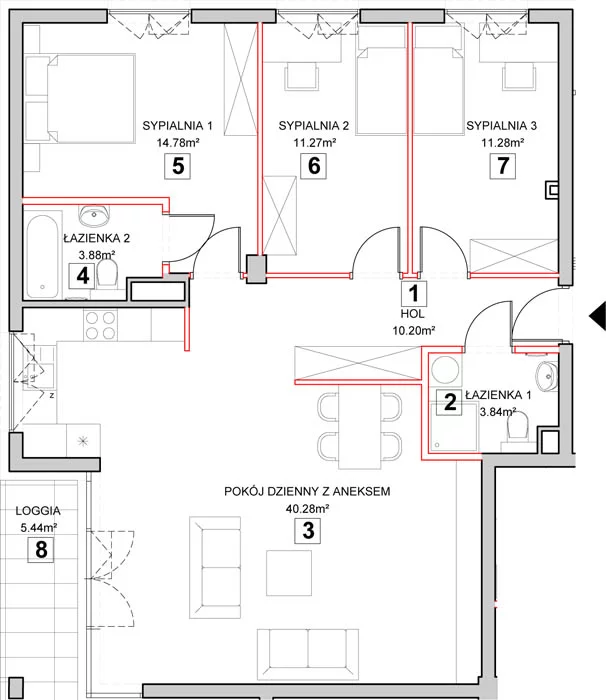 Mieszkanie 98,86 m², piętro 2, oferta nr 5-2-10, Zakątek Harmonia II, Warszawa, Białołęka, Szamocin, ul. Płochocińska