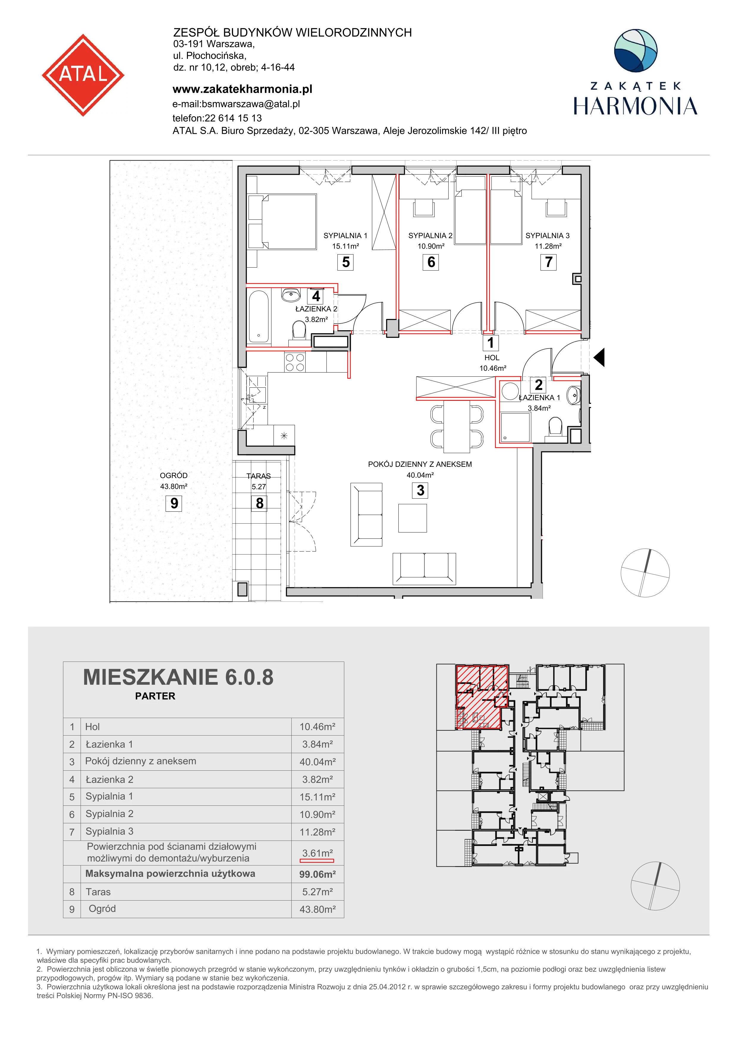 Mieszkanie 99,06 m², parter, oferta nr 6-0-8, Zakątek Harmonia II, Warszawa, Białołęka, Szamocin, ul. Płochocińska