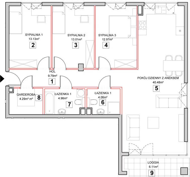 Mieszkanie 106,79 m², piętro 1, oferta nr 6-1-1, Zakątek Harmonia II, Warszawa, Białołęka, Szamocin, ul. Płochocińska