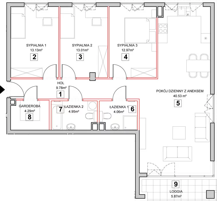 Mieszkanie 106,80 m², piętro 2, oferta nr 6-2-1, Zakątek Harmonia II, Warszawa, Białołęka, Szamocin, ul. Płochocińska