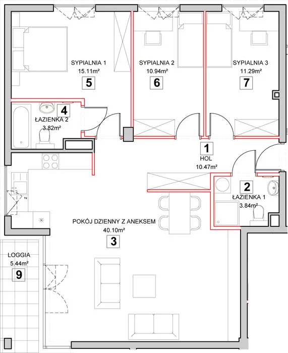 Mieszkanie 98,93 m², piętro 2, oferta nr 6-2-10, Zakątek Harmonia II, Warszawa, Białołęka, Szamocin, ul. Płochocińska