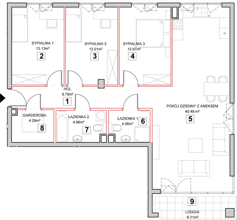 Mieszkanie 106,78 m², piętro 2, oferta nr 7-2-1, Zakątek Harmonia II, Warszawa, Białołęka, Szamocin, ul. Płochocińska