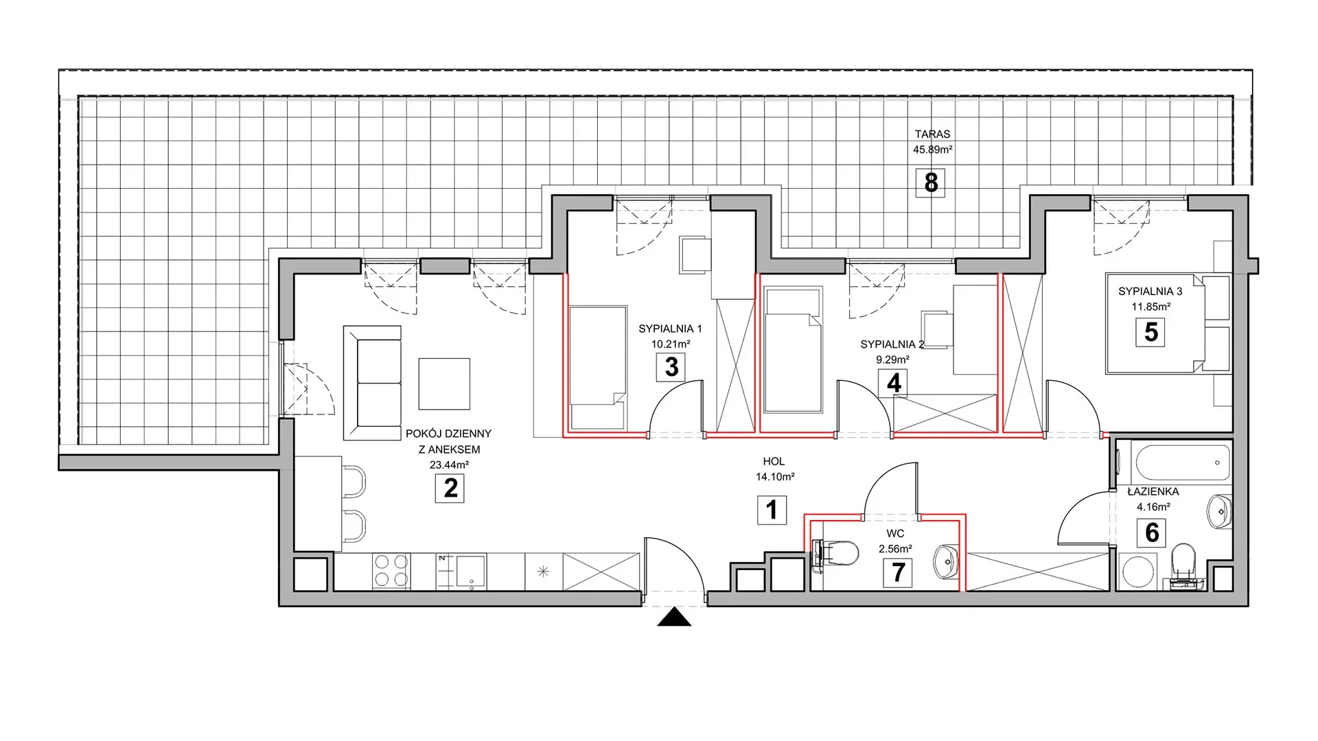 4 pokoje, mieszkanie 77,32 m², piętro 3, oferta nr 1.3.2, Zakątek Harmonia III, Warszawa, Białołęka, Szamocin, ul. Płochocińska