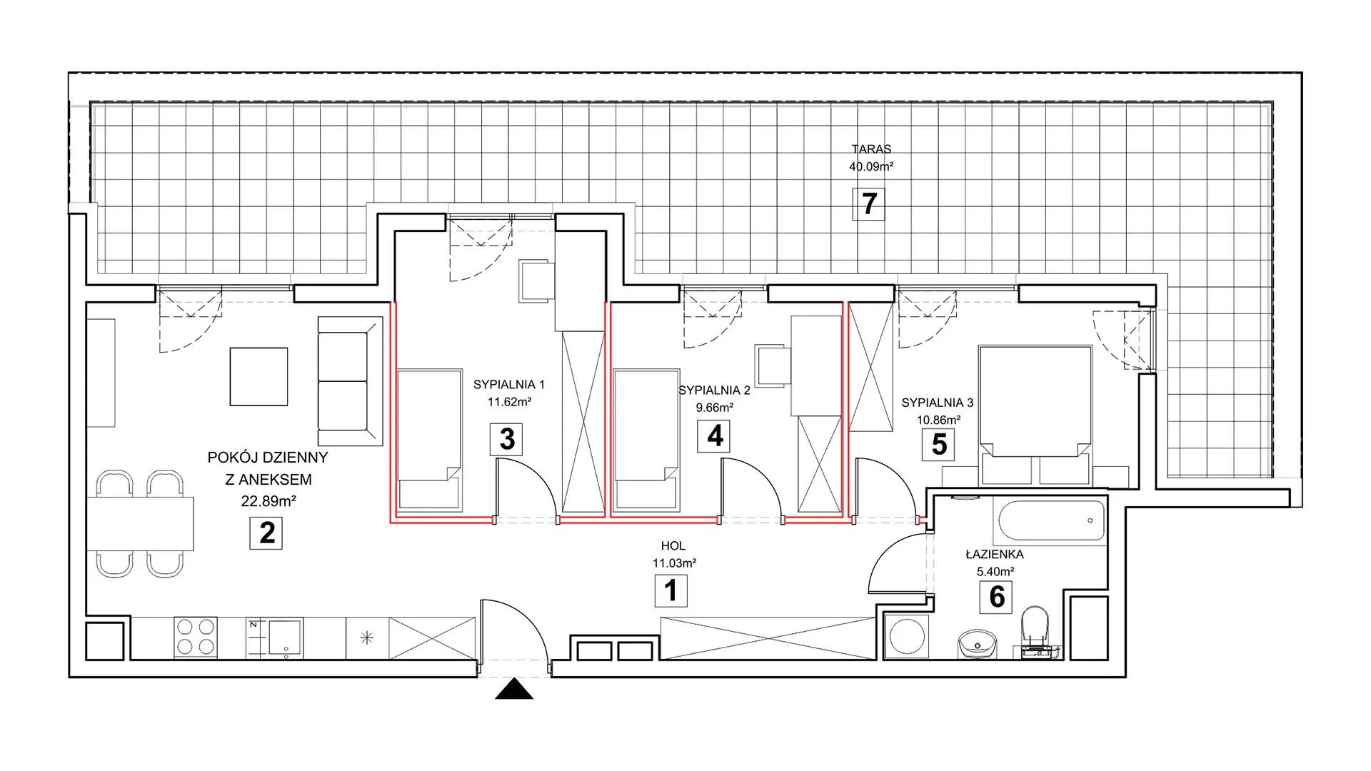 4 pokoje, mieszkanie 72,77 m², piętro 3, oferta nr 1.3.3, Zakątek Harmonia III, Warszawa, Białołęka, Szamocin, ul. Płochocińska