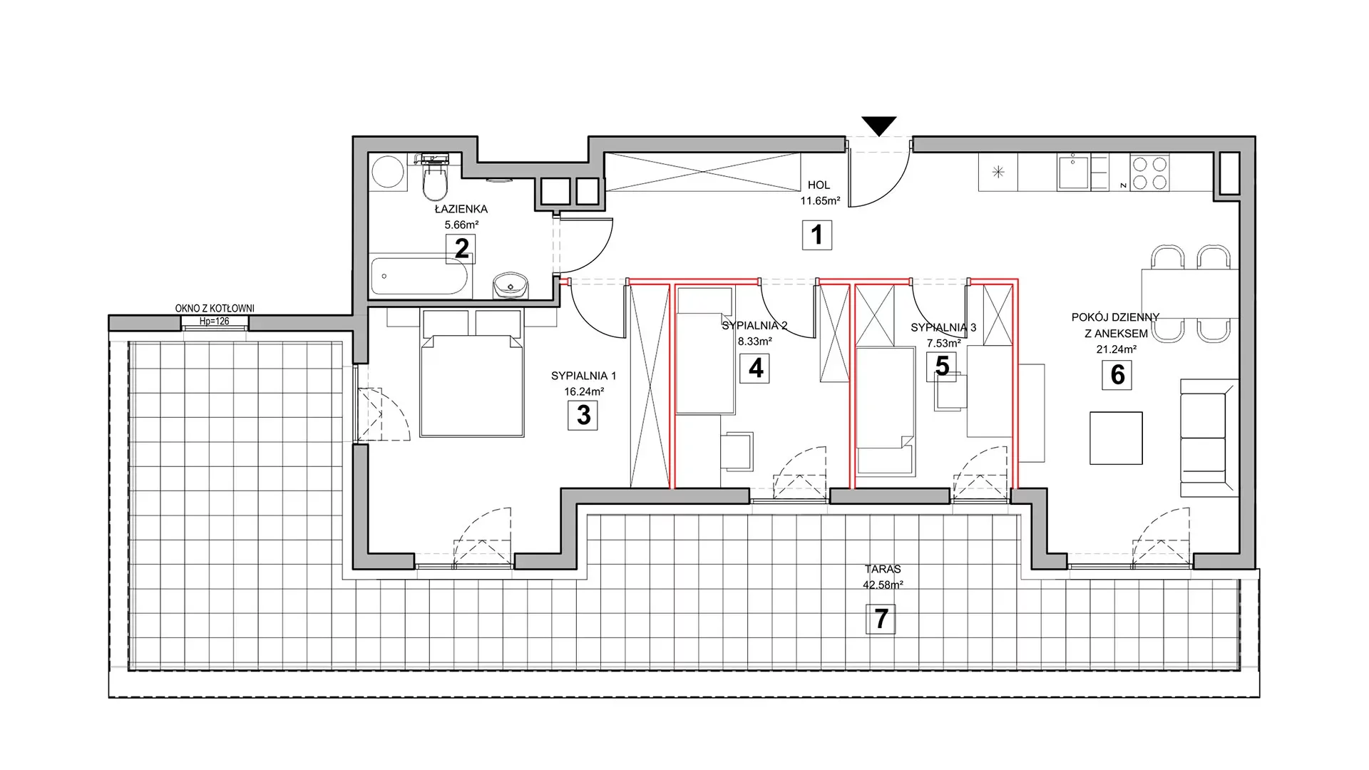 4 pokoje, mieszkanie 71,95 m², piętro 3, oferta nr 1.3.6, Zakątek Harmonia III, Warszawa, Białołęka, Szamocin, ul. Płochocińska