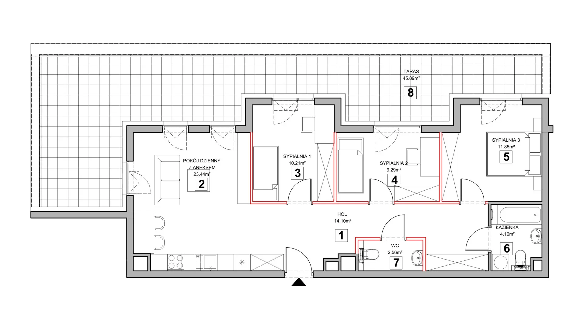 4 pokoje, mieszkanie 77,32 m², piętro 3, oferta nr 2.3.2, Zakątek Harmonia III, Warszawa, Białołęka, Szamocin, ul. Płochocińska