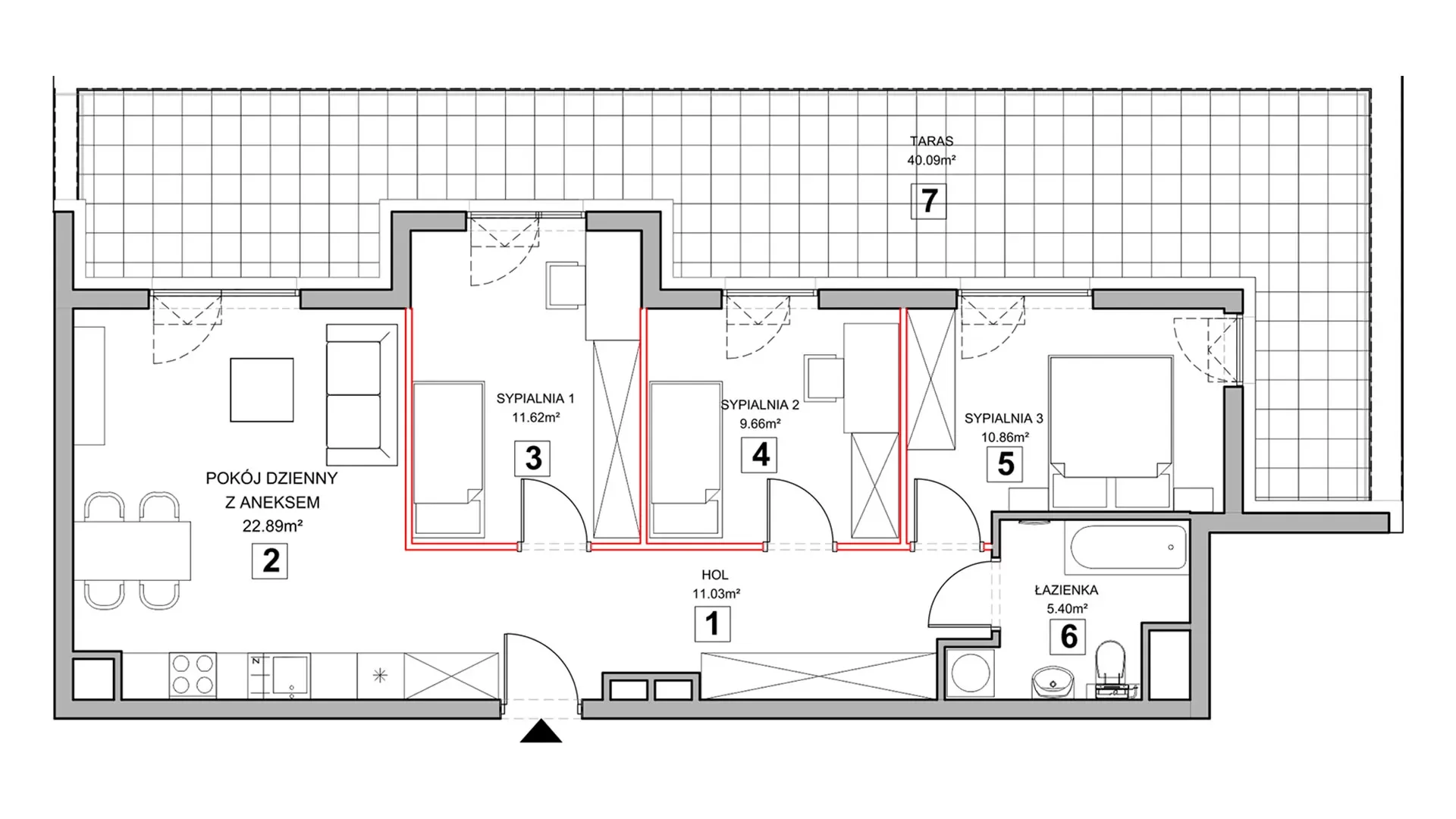 4 pokoje, mieszkanie 72,77 m², piętro 3, oferta nr 2.3.3, Zakątek Harmonia III, Warszawa, Białołęka, Szamocin, ul. Płochocińska