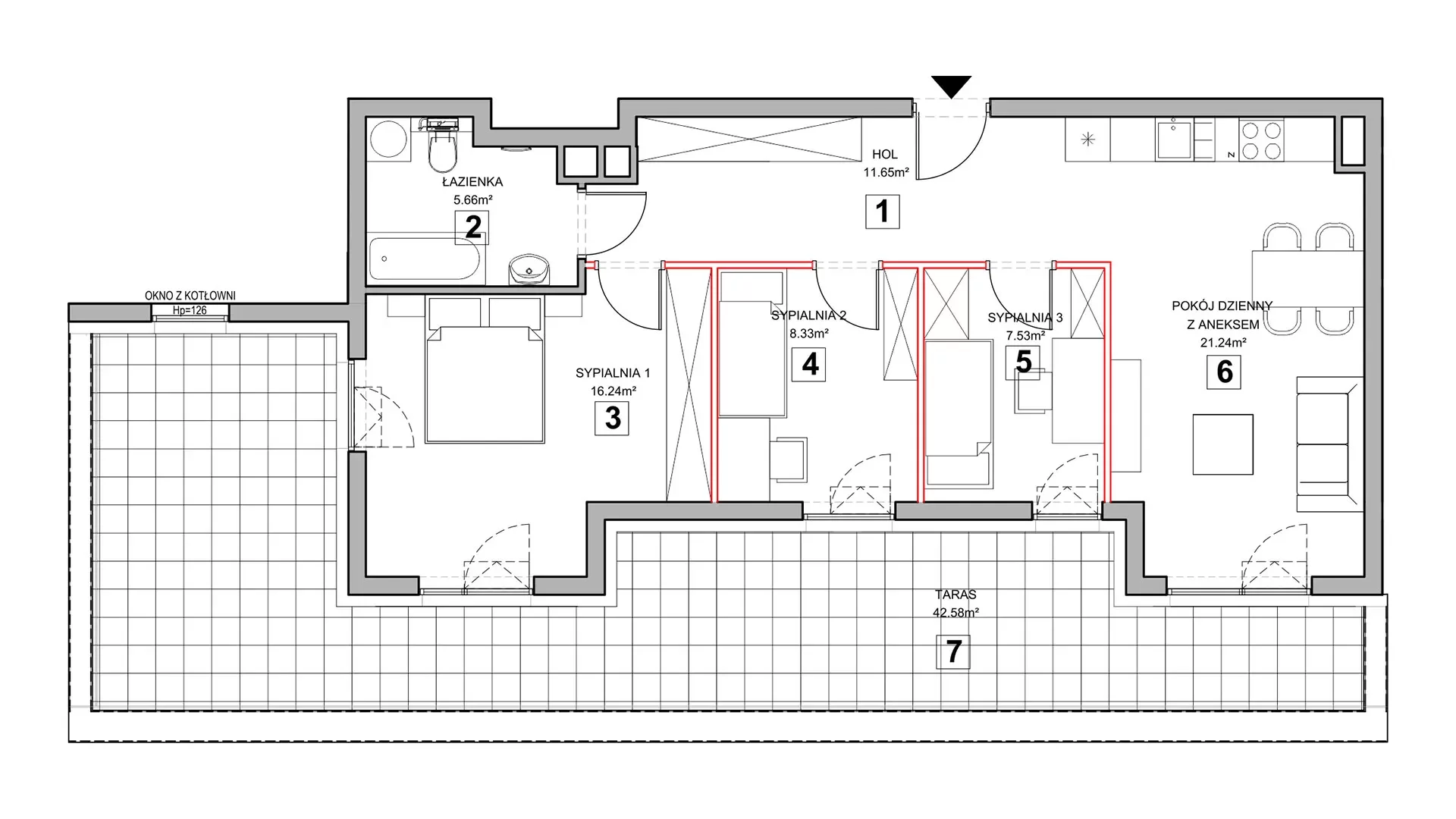4 pokoje, mieszkanie 71,95 m², piętro 3, oferta nr 3.3.6, Zakątek Harmonia III, Warszawa, Białołęka, Szamocin, ul. Płochocińska