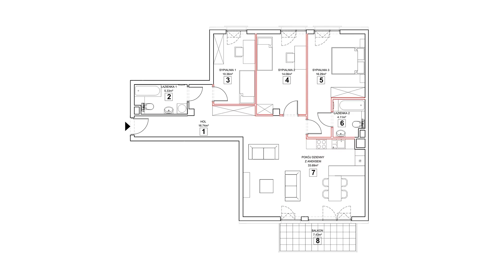 4 pokoje, mieszkanie 102,70 m², piętro 1, oferta nr 4.1.2, Zakątek Harmonia III, Warszawa, Białołęka, Szamocin, ul. Płochocińska