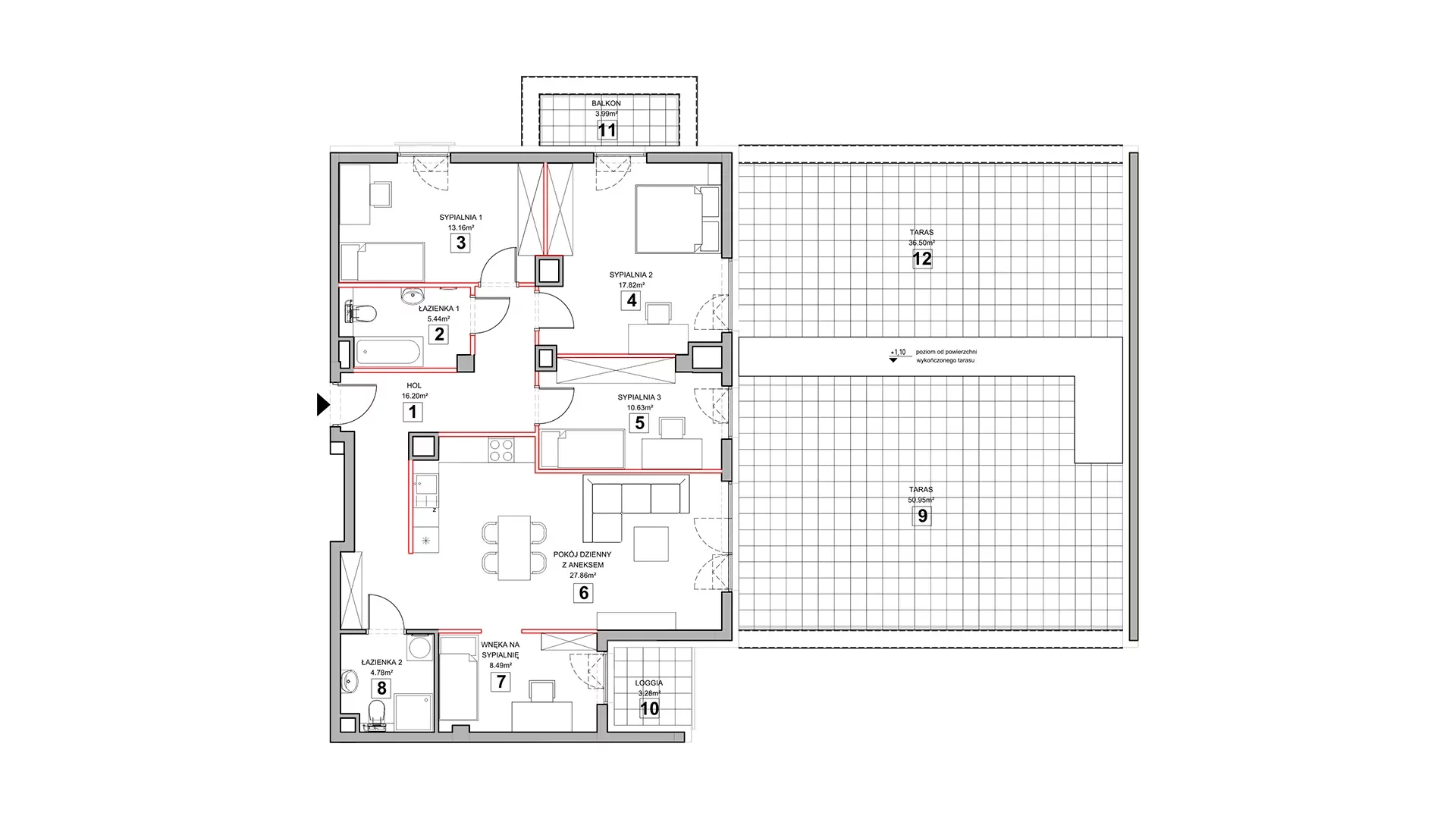 4 pokoje, mieszkanie 106,88 m², piętro 2, oferta nr 4.2.1, Zakątek Harmonia III, Warszawa, Białołęka, Szamocin, ul. Płochocińska