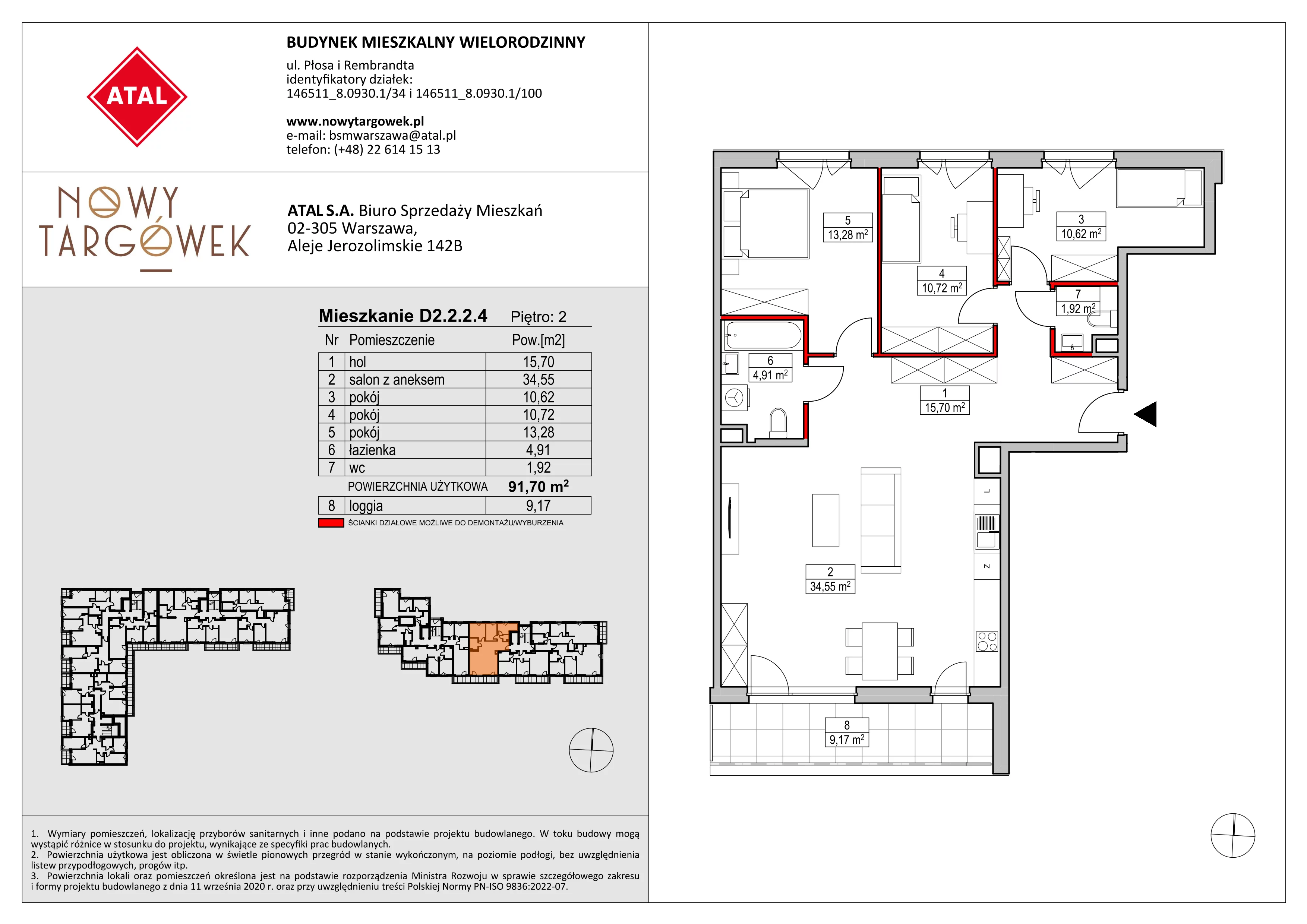 Mieszkanie 91,70 m², piętro 2, oferta nr D2.2.2.4, Nowy Targówek VI, Warszawa, Targówek, Targówek Mieszkaniowy, ul. Płosa 8