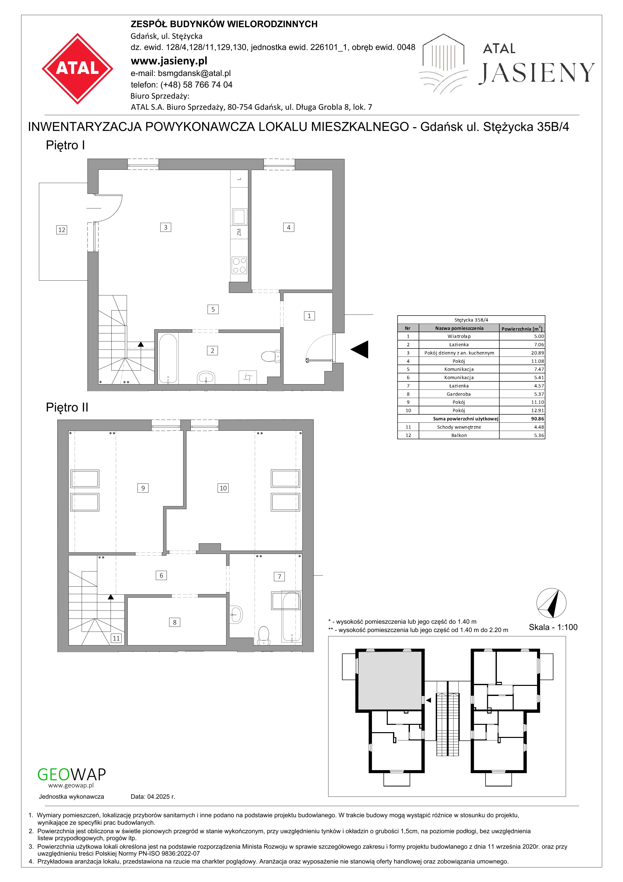 4 pokoje, mieszkanie 90,86 m², piętro 1, oferta nr 10.4, ATAL Jasieny, Gdańsk, Jasień, ul. Stężycka