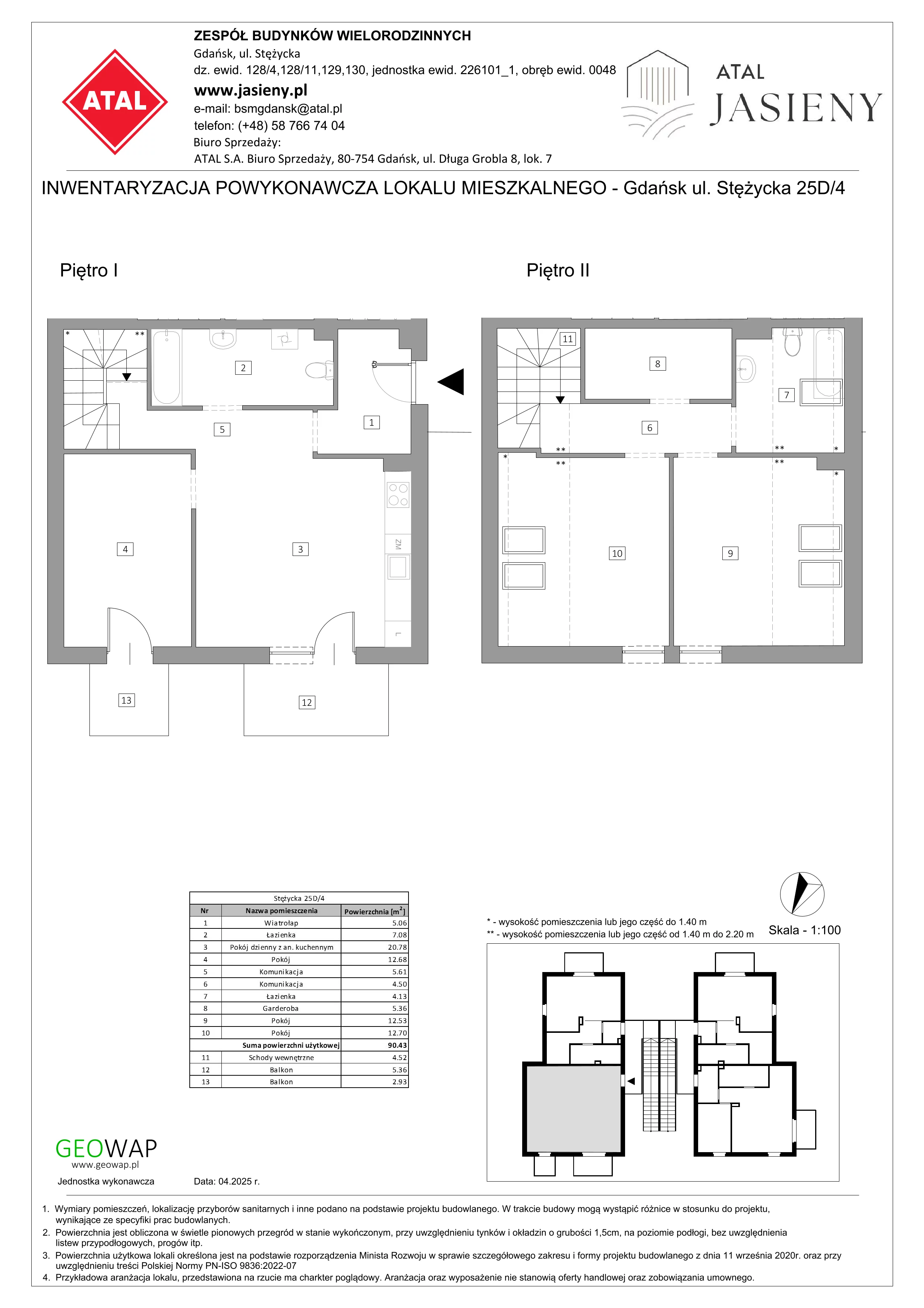 4 pokoje, mieszkanie 90,43 m², piętro 1, oferta nr 5.4, ATAL Jasieny, Gdańsk, Jasień, ul. Stężycka