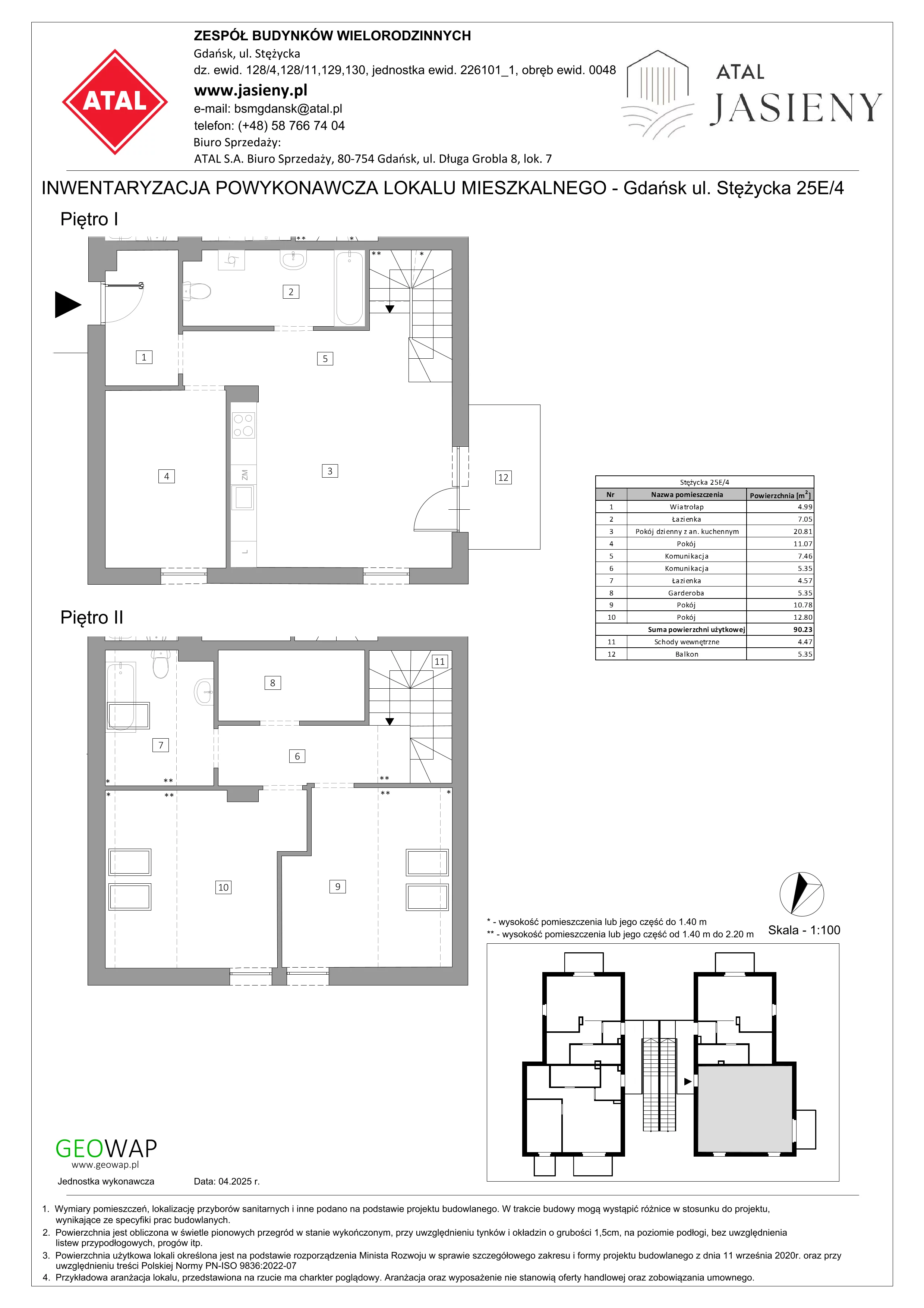 4 pokoje, mieszkanie 90,23 m², piętro 1, oferta nr 6.4, ATAL Jasieny, Gdańsk, Jasień, ul. Stężycka