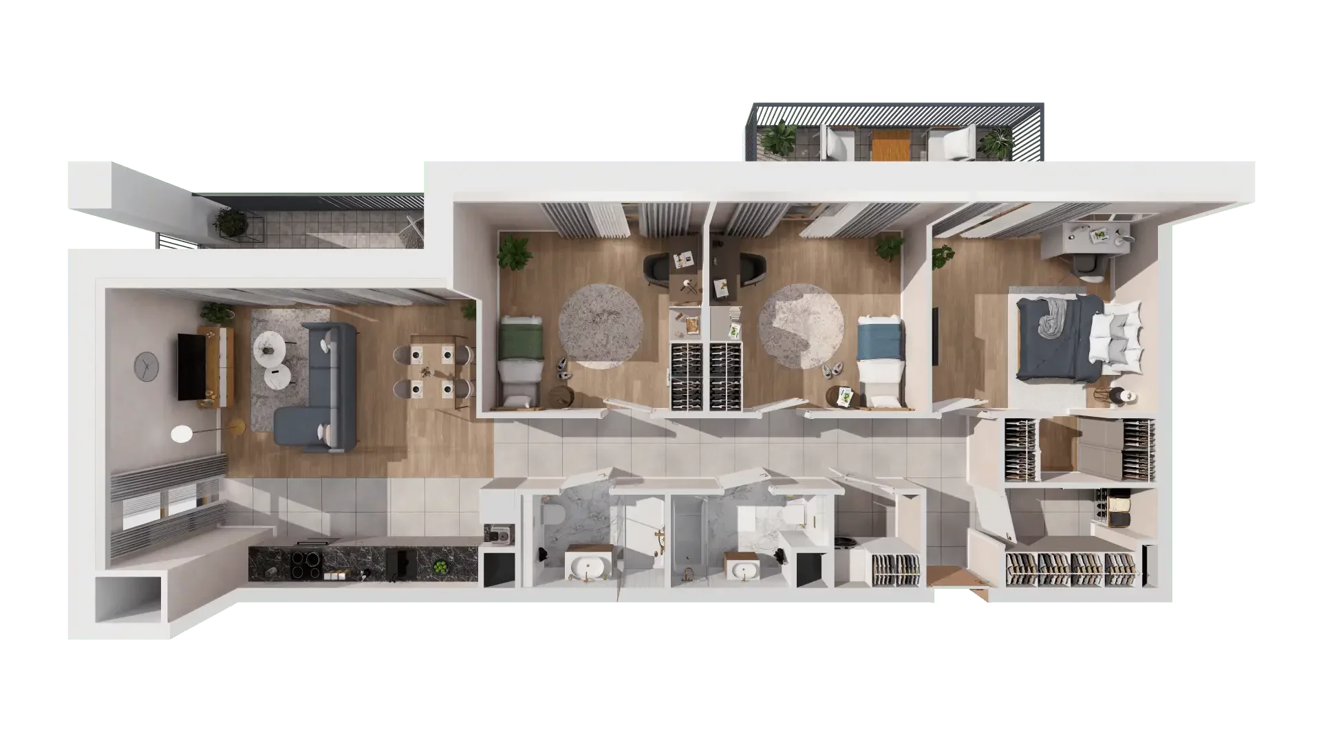 4 pokoje, mieszkanie 97,43 m², piętro 1, oferta nr 1B.1.97, Francuska Park VIIIB, Katowice, Osiedle Paderewskiego-Muchowiec, Muchowiec, ul. Szybowcowa