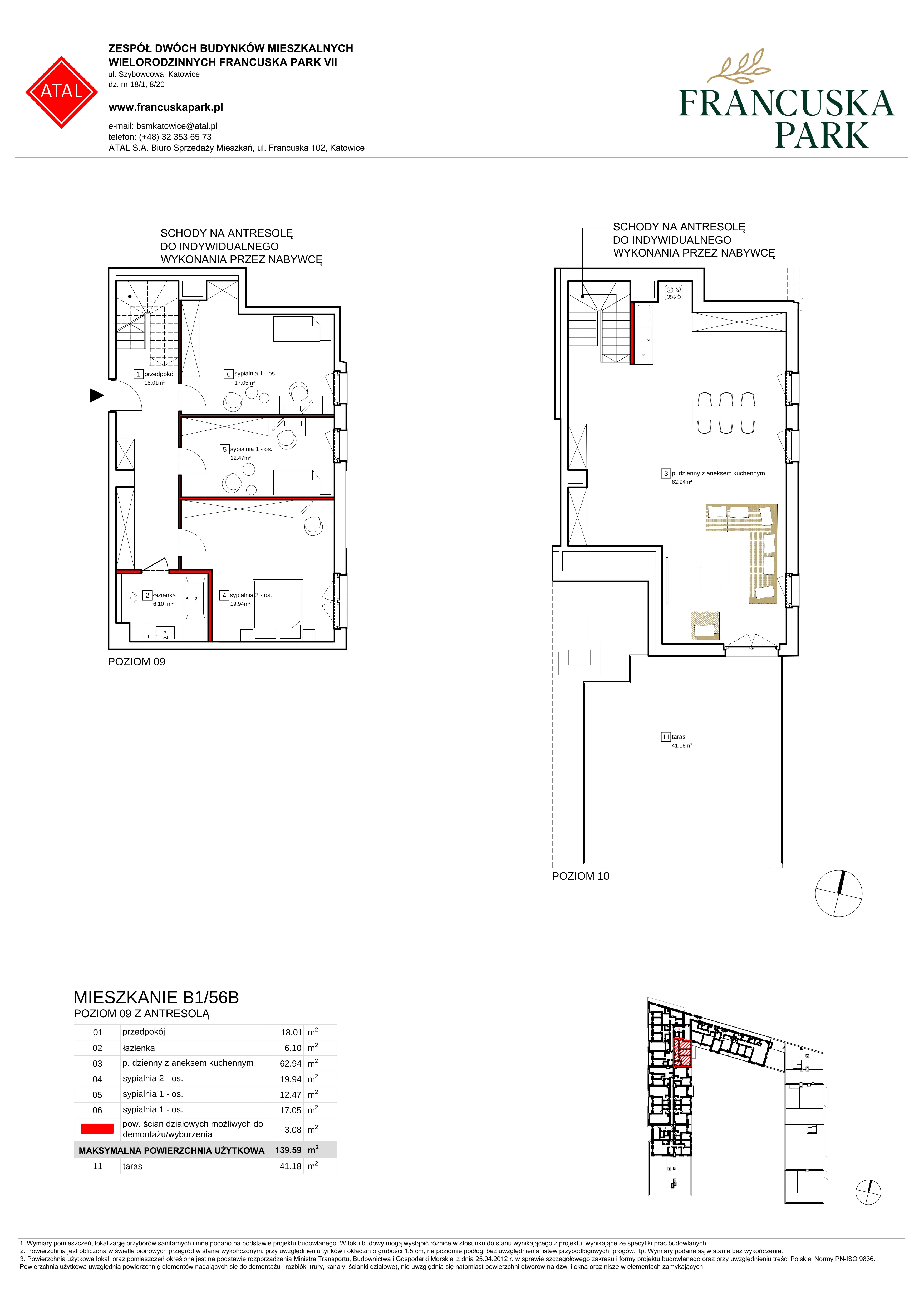 Mieszkanie 144,83 m², piętro 9, oferta nr m56b, Francuska Park, Katowice, Osiedle Paderewskiego-Muchowiec, Muchowiec, ul. Szybowcowa