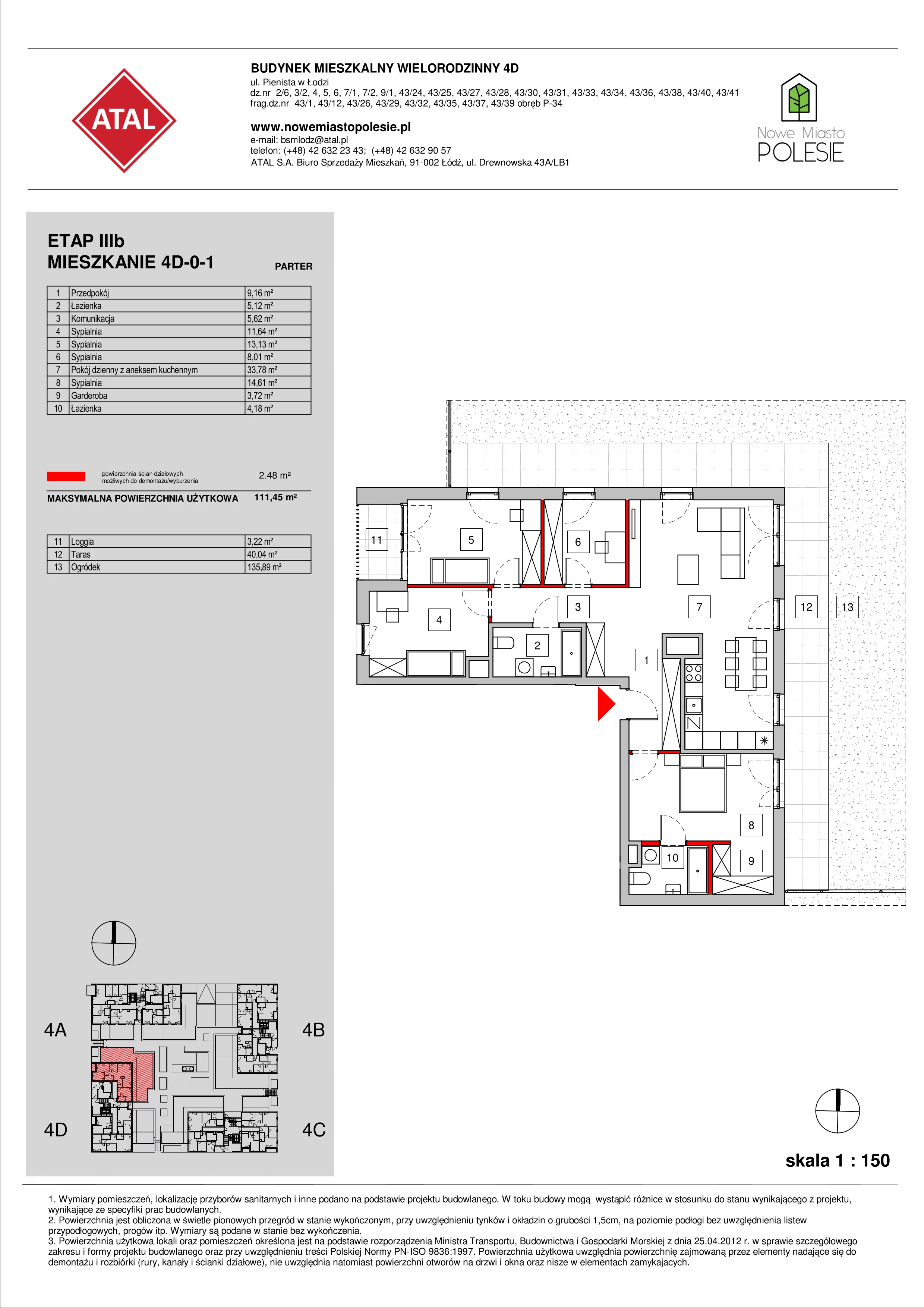 Mieszkanie 111,09 m², parter, oferta nr 4D-0-1, Nowe Miasto Polesie III, Łódź, Polesie, Lublinek-Pienista, ul. Pienista