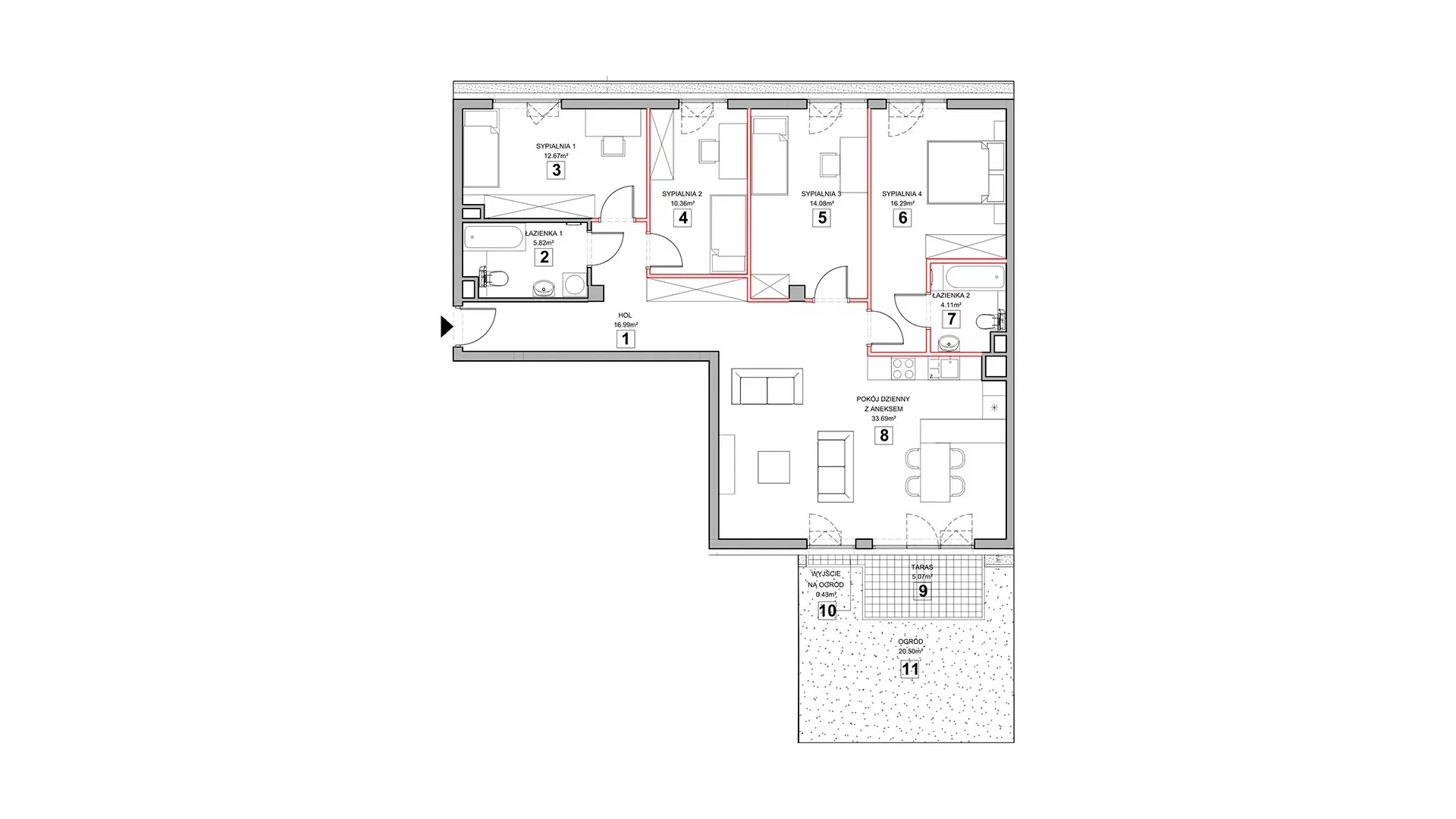 5 pokoi, mieszkanie 116,45 m², parter, oferta nr 2.0.1, Zakątek Harmonia III, Warszawa, Białołęka, Szamocin, ul. Płochocińska