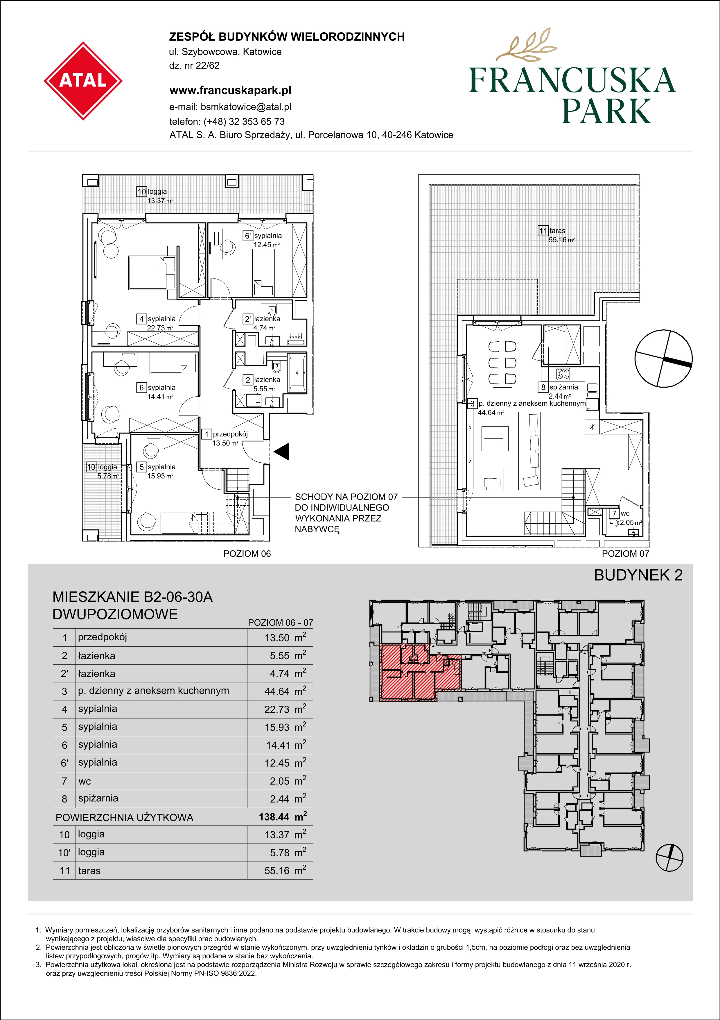 Mieszkanie 138,44 m², piętro 6, oferta nr B2-06-30A, Francuska Park, Katowice, Osiedle Paderewskiego-Muchowiec, Muchowiec, ul. Szybowcowa-idx