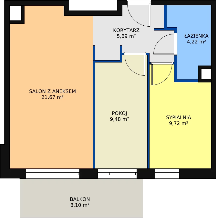 3 pokoje, mieszkanie 50,98 m², piętro 1, oferta nr B1-M-1-03, Źródlana 31 Residence, Piotrków Trybunalski, Źródlana, ul. Źródlana 31