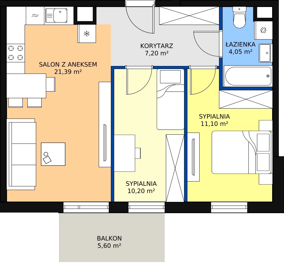 Zalety mieszkania 53.99 m², P10.01.1.8