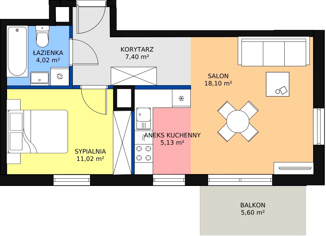 Zalety mieszkania 45.67 m², P10.01.5.26