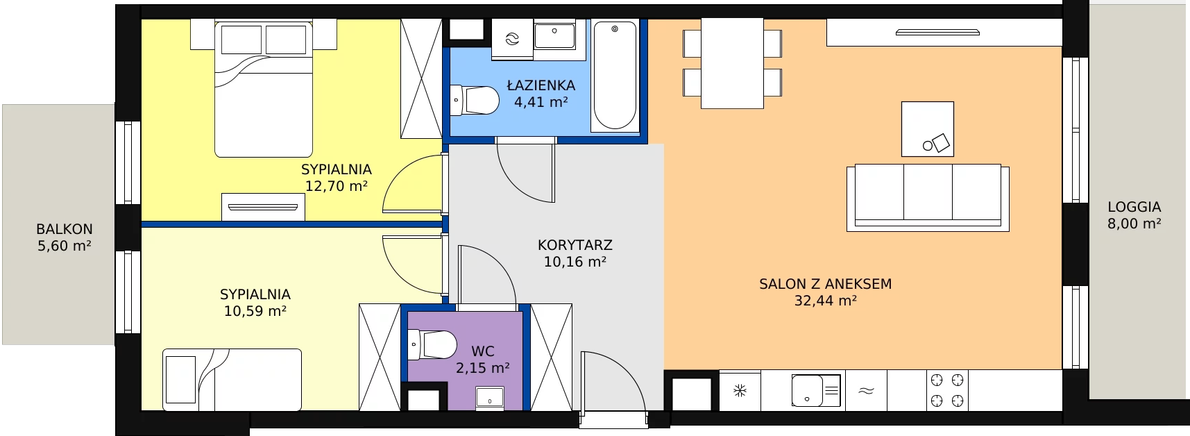 Zalety mieszkania 72.45 m², P10.02.1.35