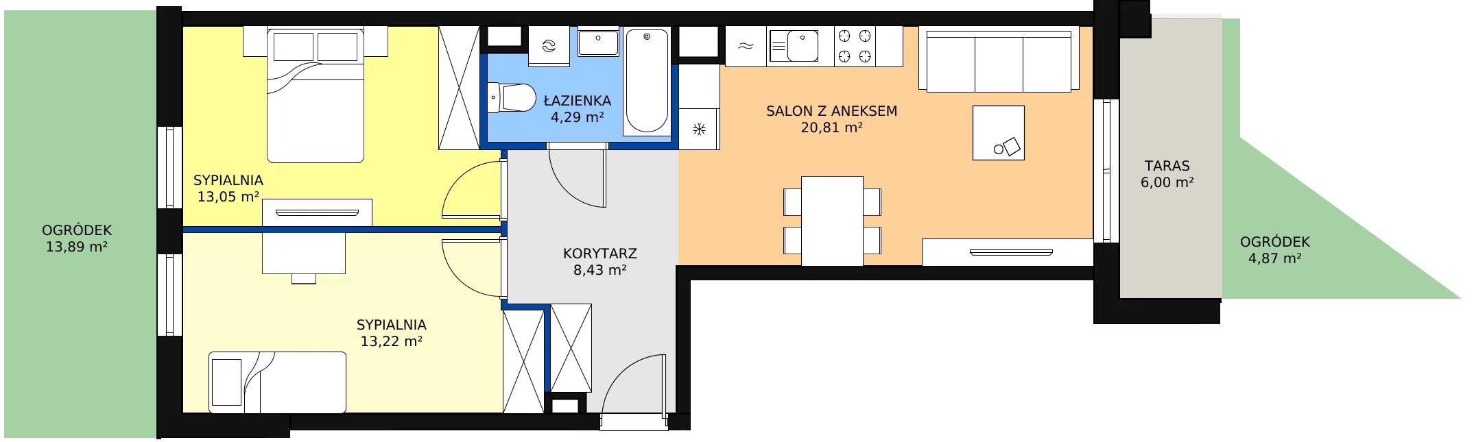 Zalety mieszkania 59.8 m², P10.03.0.50