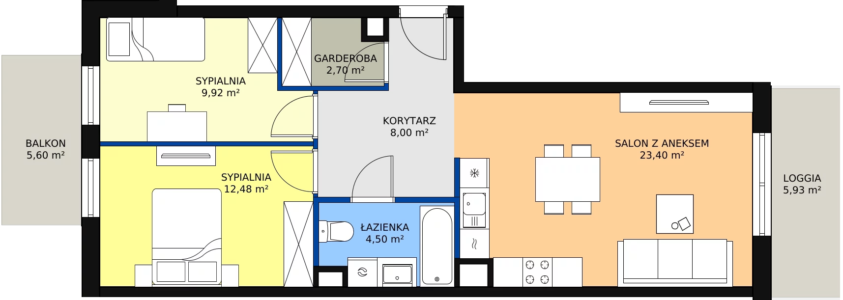 Zalety mieszkania 60.96 m², P10.03.1.51