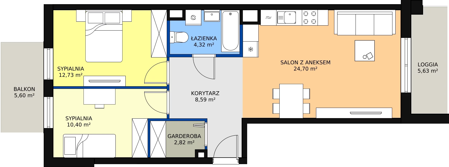 Zalety mieszkania 63.54 m², P10.03.2.56