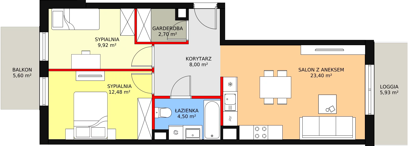 Nowe mieszkanie, 60,96 m², 3 pokoje, 3 piętro, oferta nr P10.03.3.57