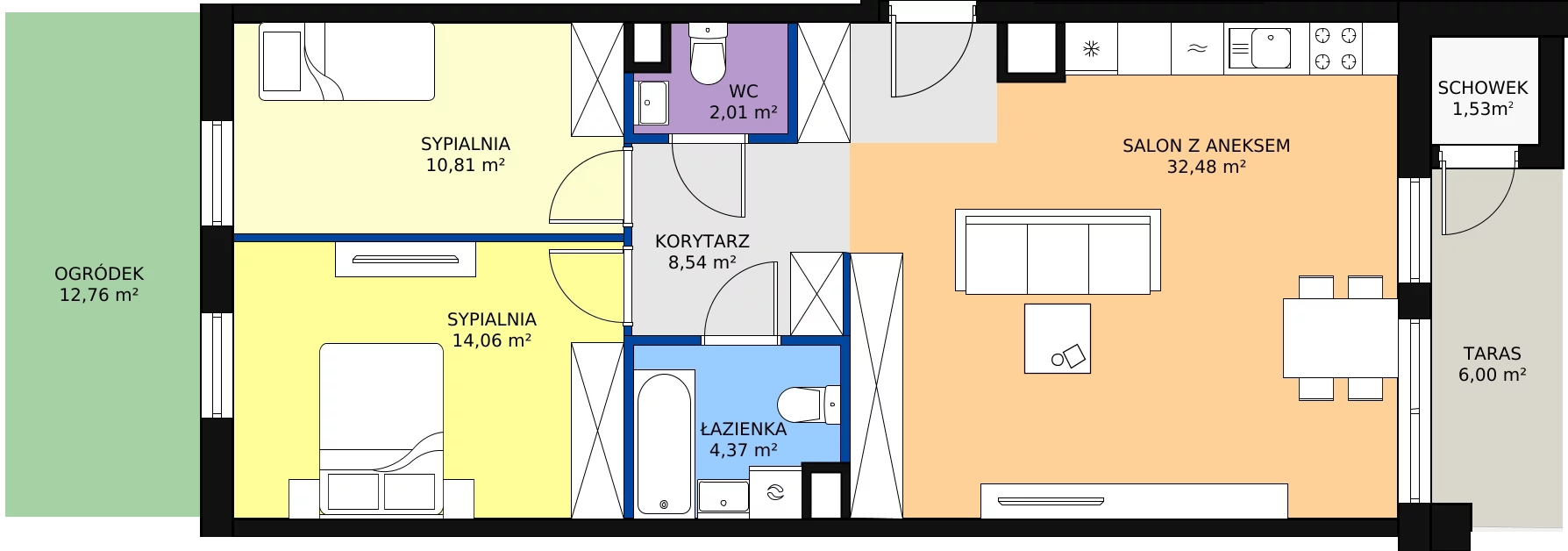 Zalety mieszkania 72.35 m², P10.04.0.70
