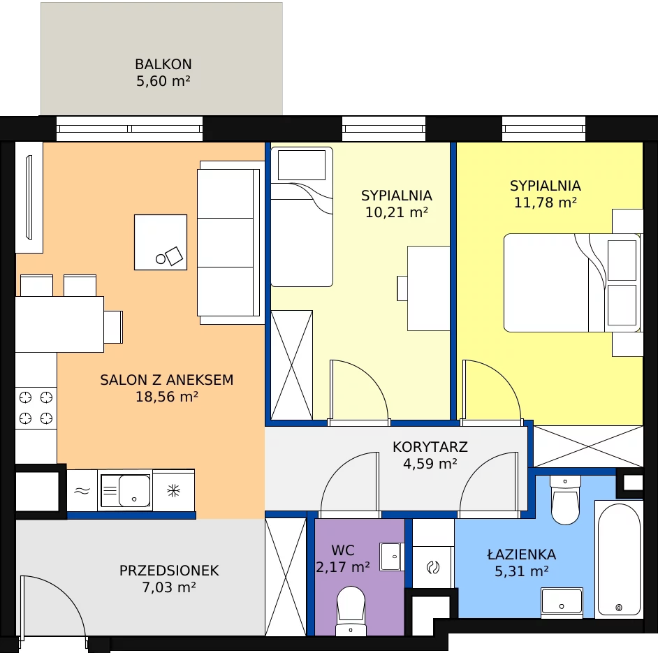 Zalety mieszkania 59.67 m², P10.04.2.77