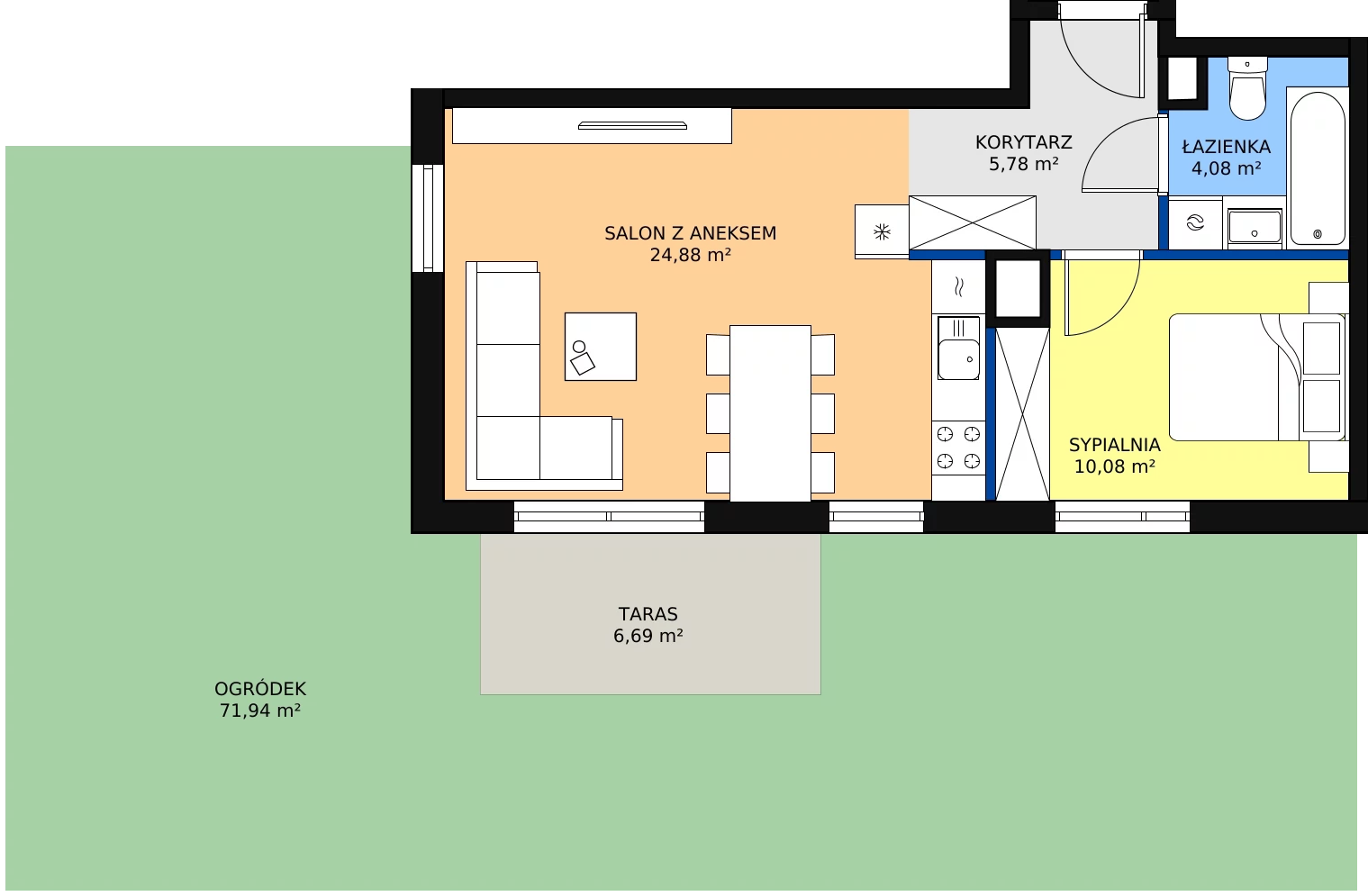 Zalety mieszkania 44.82 m², P10.05.0.100