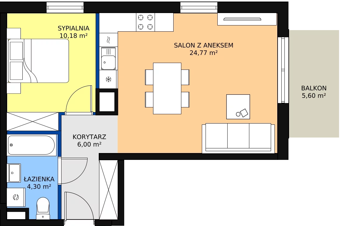 Zalety mieszkania 45.22 m², P10.05.3.122