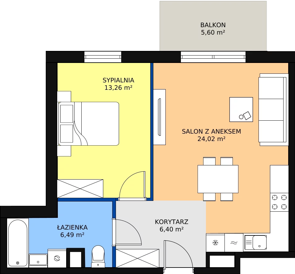 Zalety mieszkania 50.13 m², P10.05.4.130