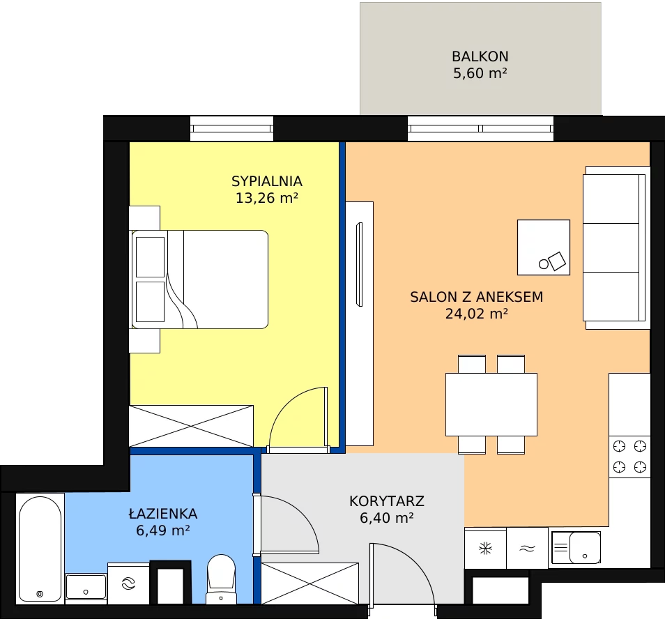 Zalety mieszkania 50.13 m², P10.05.5.135