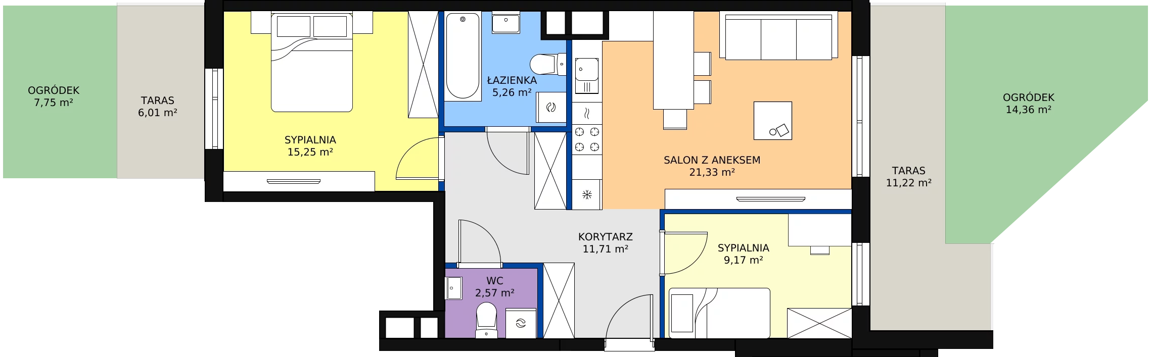 Zalety mieszkania 65.28 m², P9.01.0.1