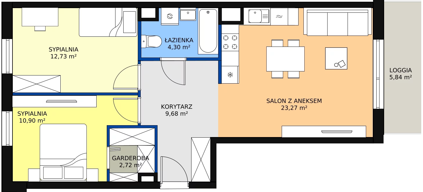 Zalety mieszkania 63.62 m², P9.02.3.62