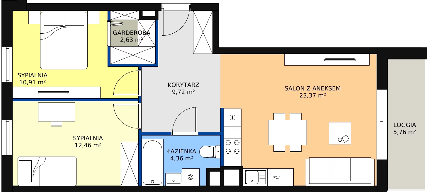 Zalety mieszkania 63.55 m², P9.02.3.64