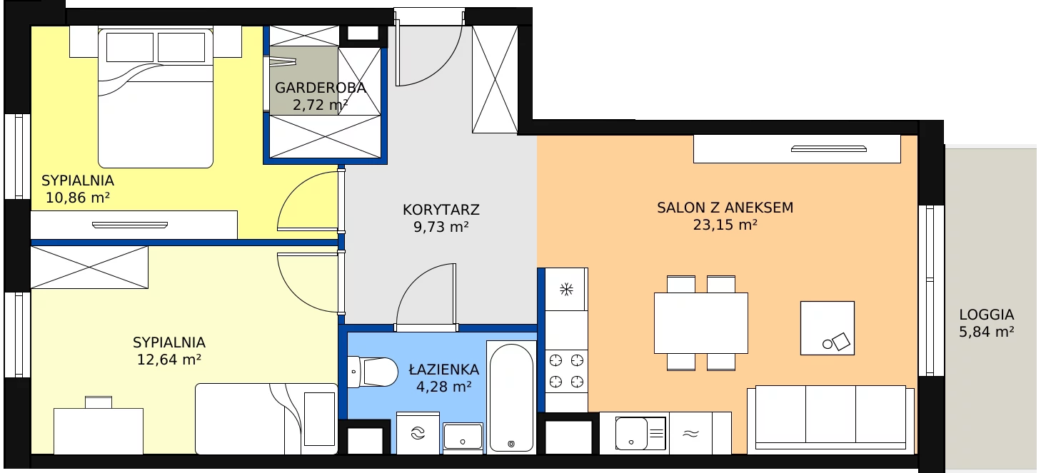Zalety mieszkania 63.73 m², P9.03.1.76
