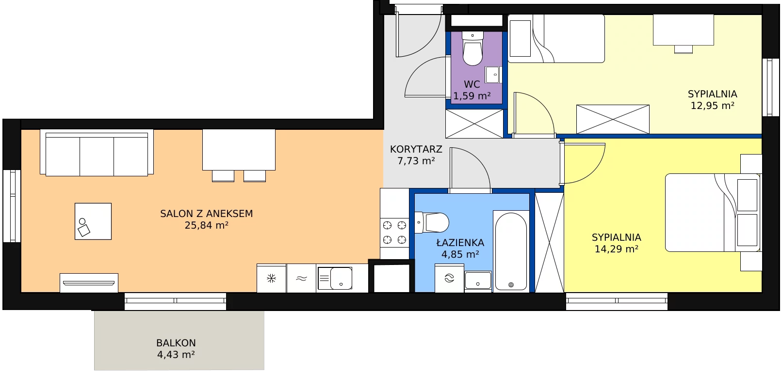Zalety mieszkania 67.31 m², P9.04.2.114